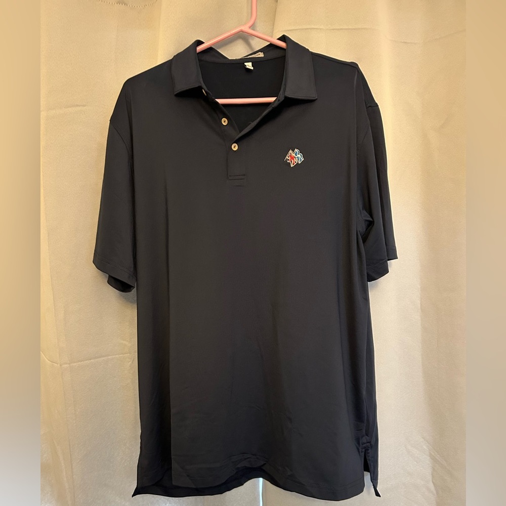 Peter Millar Summer Comfort Polo Golf Shirt Mens Size L Scotland UK Flag